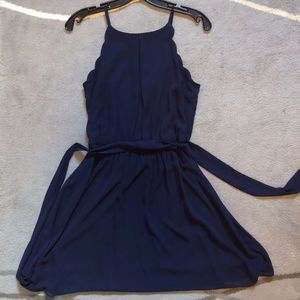 BCX Navy Blue Scalloped Mini Dress